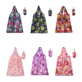 lbxtswpl Reusable Shopping Bag, 6PCS Foldable Shopping Bag, Washable Foldaway Shopping Bags, Water Resistant Shopping Tote Bag Foldable Eco-Friendly Shopping Bags for Storage(6 Colors)