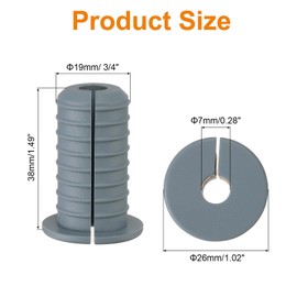 uxcell 10Pcs Wall Grommets for Cables, 3/4"(19mm) Silicone Cable Wall Bushing Feed Through Cable Routing Kit with 7mm Hole Accessories Pass Through for Ethernet, Gray with Thread