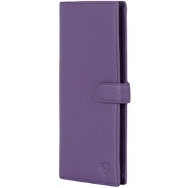 VON HEESEN Leather Wallet with RFID Protection - Wallet for Men and Women Made of Genuine Leather - Wallet with Coin Compartment - Wallet for Men and Women, Violet, Portrait