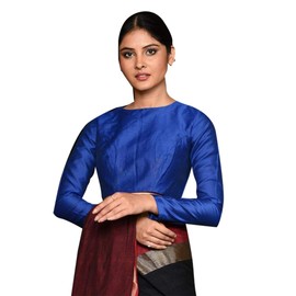 Blusa acolchada de estilo indio para mujer, confeccionada en Bollywood, con costuras de diseño indio para sari, Azul 3, XXXL