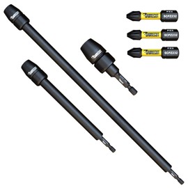 6 Piece SabreCut SCRK6 65mm 152mm and 305mm Professional Impact Bit Holders with 3 x 32mm Magnetic PZ2 Screwdriver Impact Bits Compatible with Dewalt, Milwaukee, Makita, Bosch and Others