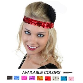 Kenz Laurenz Sequin Headbands Glitter Sparkly Elastic Stretch Sports Headband (Black Silver Teal)