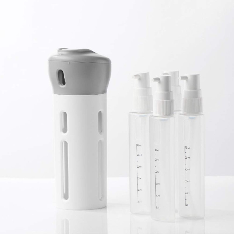 Portable Shampoo Gel Dispenser 4 in 1 Leakproof Rotatable Bottles