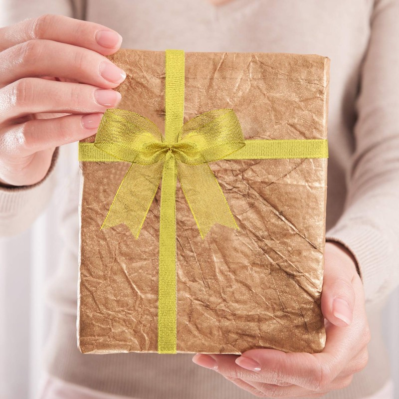 Weihnachtsbogen Band Bogen für Weihnachtsbaum, Weihnachtskranz, Geschenk Dekoration (Gold, Größe