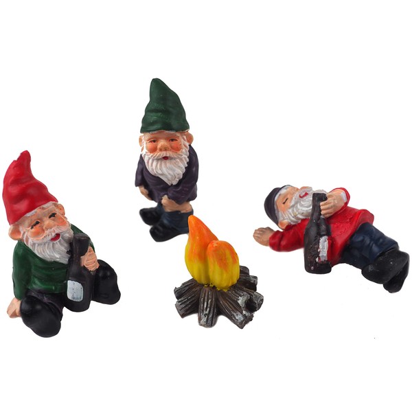 Exciting Secret Fairy Drunk Gnomes Set With Camp Fire -