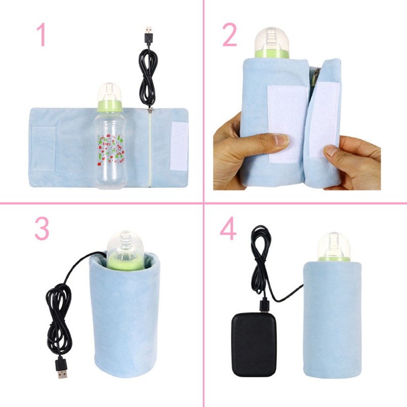 Baby Bottle Warmer Blue Cotton USB Heat Preservation Baby Feeding
