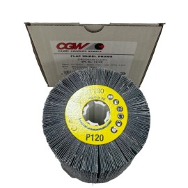 CGW 4" x 4" x 3/4" Flap Wheel Drum with Keyhole 120 Grit Zirconium Cloth