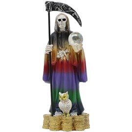 Cannan Mini Santa Muerte Base de Monedas Con Bola De Cristal 5" Coin Base Holy Death Grim Reaper Skull Skeleton Seven Powerful Colors Robe