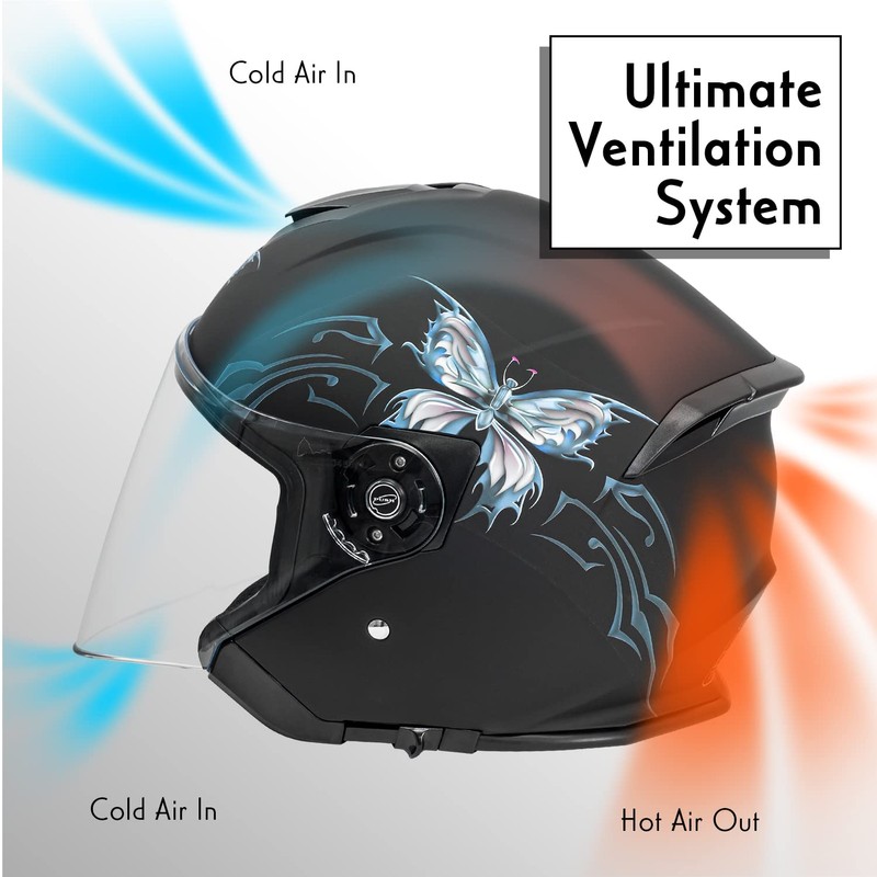 VCAN V88 3/4 Open Face Motorcycle Scooter Helmet ECE &