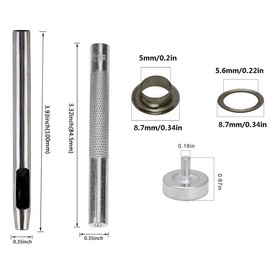 Bestgle 400 Sets Eyelets Grommets Kit 5mm/0.2in Sewing Eyelets with 3 Pcs Install Tool and Storage Box for Home Repair, Fabric, Arts and Crafts 100Piece Each Colors