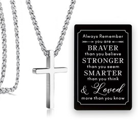 Cross Necklace for Men Boys, Valentines Day Gifts for Boys Kids Men Christian Easter Basket Stuffers Baptism Confirmation Gifts for Teens Teenage Teen Boys Gift Ideas 8 10 12 14 16 18 13 Year Old Boy