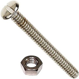 Merriway BH04303 (45 Pcs) Slotted Pan Head Machine Screws with Nuts, Bright Zinc Plated M4 x 20mm (5/32 inch x 3/4 inch) - Pack of 45