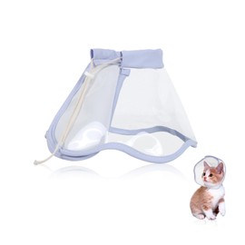 Andiker Cat Cone Collar, Folding Adjustable Cat Recovery Collar with Drawstrings Lightweight Transparent Elizabeth Collar for Dogs and Cats Kittens to Stop Licking and Scratching (Purple, S)