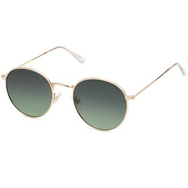SOJOS Small Round Polarized Sunglasses for Women Men Classic Vintage Retro Shades UV400 SJ1014,Gold/Gradient Green