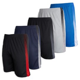 Real Essentials Boys' 5-Pack Mesh Active Athletic Performance Basketball Shorts with Pockets, Set 13, X-Large
