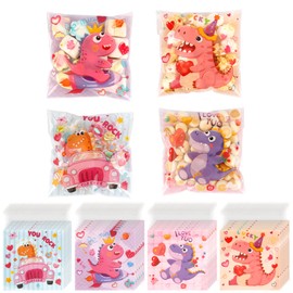 Dinosaur Party Favor Bags, 200 PCS Self Sealing Plastic Cellophane Treat Ziplock Goodie Candy Cookie Goody Gifts Party Favor Bags for Kids Birthday Dino Dragon Packaging Pouches Baggies
