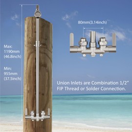 Aolemi Outdoor Shower Fixtures Outdoor Shower Kit Faucet System 3 Inch Center 2 Handle Exposed Shower with Brass Mix Valve with Adjustable Bar Pipe Upward Brushed Nickel