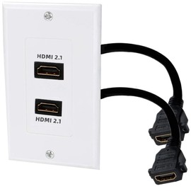 tunghey 1-Pack 2-Port 8K HDMI Wall Plate in White with 8K 60Hz and 4K 120Hz (HDMI Outlet, HDMI Wall Outlet, HDMI Box Supporting VRR, ALLM and HDR) (1Pack 2Port)
