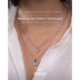 Purelei® Magical Butterfly Necklace (silver) – Stainless steel jewelry – Chain with butterfly pendants – 18 to 20 inch adjustable length – Fashion jewelry for your individual look