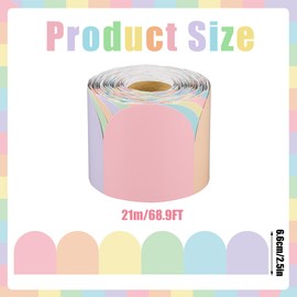 68.9 Ft Pastel Bulletin Board Borders Colorful Scalloped Border Trim Roll Rainbow Bulletin Board Decorations Pastel Die Cut Classroom Borders for School Classroom Office Chalkboard Wall Desk Decor