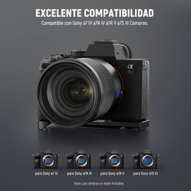 NEEWER A7 IV A7R IV A7R V A7S III Placa Base de Cámara, Placa de Montaje Inferior con Base QR Tipo Arca, 1/4" y 3/8" Rosca, Zapata Fría, Compatible con Sony Alpha dji RS2 RSC2 RS3 Pro Gimbal, CA004B