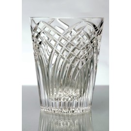 GAC Mouth Blown Set of 4 Stemless Wine Glasses, Double Old Fashion Crystal Drinking Glasses, High Class Crystal Glasses