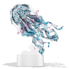 Piececool 3D Puzzles for Adults, Jellyfish Night Light with USB Plug, Ocean Animals 3D Metal Model Building Kits, DIY Assembling Arts and Crafts