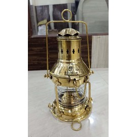 Nautical Brass Lantern Oil Lamp -Decorative Hanging Lantern- Marine Ship Lamp -Vintage Brass Oil Lamp Maritime Ship Boat Lanterns Rustic Vintage Home Decor Gifts