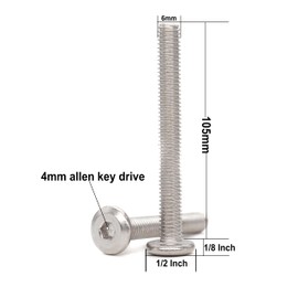 binifiMux binifiMux 10pcs M6 x 105mm Rivet Countersunk Socket Cap Allen Bolts Rivet Screws Furniture Connecting 304 Stainless Steel
