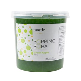 Mayde Popping Boba Pearls for Drinks, Desserts, & Breakfast Bowls (Green Apple Flavor, 7 Pounds)