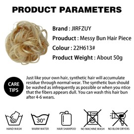JIRFZUY Messy Bun Hair Scrunchie with Tendrils Tousled Updo Synthetic Hair Extension Wavy Ponytail Hairpiece Curly Women's Hair Piece (22H613#)