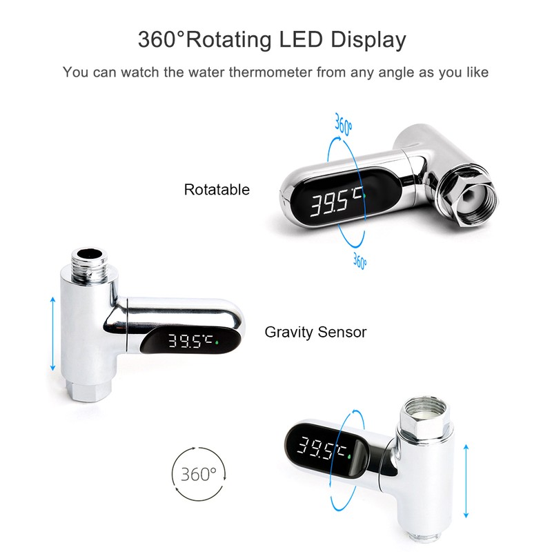 LED Display Water Meter Digital Shower Thermometer Bath Temperature Monitor