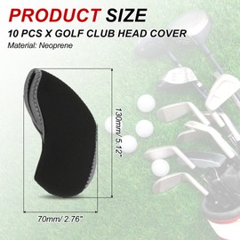 PATIKIL Golf Club Head Cover, 10 Pcs Number Golf Club Irons Covers with Hole Neoprene Driver Headcover Golf Lovers Gifts for Men Women, Grey/Red