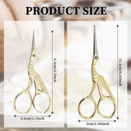 2 Pcs Embroidery Scissors Premium Small Sharp Crane Sewing Scissors Stainless Steel Scissor for Craft Needlework Sewing for Cross Stitch, Needlework, Crafts, Sewing & Artwork