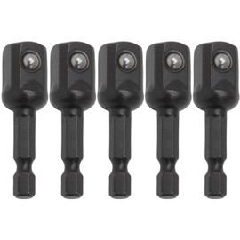 Murtenze 5PCS 1/2 Impact Socket Adapter Kit, Black Socket Adapter 1/4 Inch to 1/2 Socket Adapter Set for Impact Driver, Extension Socket Driver Bits, Handle Nut Driver and Drills, Automotive DIY