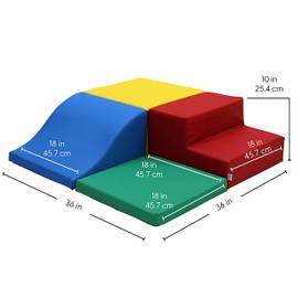 Factory Direct Partners SoftScape Toddler Playtime Square Corner Climber, Indoor Active Playset for Toddlers and Kids, Safe Soft Foam for Crawling and Sliding (4-Piece) - Multicolor, 13232-108