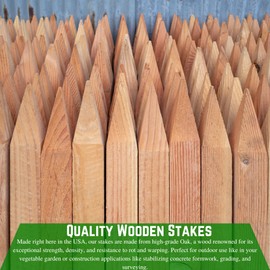 Farm Plastic Supply - 2 Foot Wooden Stakes - Wooden Garden and Sign Posts, Silt Fence, Wood Sticks, Tomato Stakes, Bundle, Construction, Fence (25 Pack)