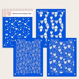 GOTO CLAY TOOLS 2 layers heart Slik Screens, I love You silkscreens for polymer clay earring making SSCMB-82