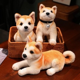 Plush Toy Dog Shiba Inu, Super Cute Cuddly Toy Dog Standing Plush Dog Realistic Plush Dog Puppy Soft Plush Dog Cushion Toy Fluffy Stuffed Toy Gift for Children Girls