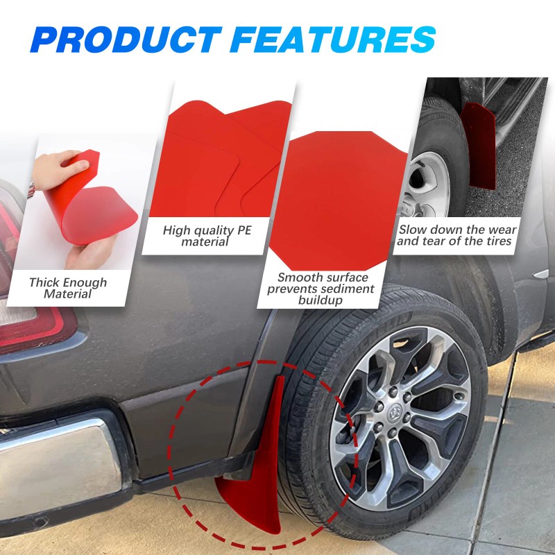 Dreamizer 4Pcs/Set For Ford Pickup Truck Red Wide Rally Mudflaps