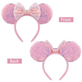 DRESHOW 2 Pack Mouse Ears Bow Headbands Glitter Party Decoration Cosplay Costume for Women