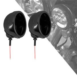 HDBUBALUS Motorcycle Fog Lights 4.5 inch Housing Fog Lamp Mounting Bracket 4.5" LED Passing Lights Housing Fit for Harley (Black)