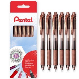 Pentel Energel X BL107 Retractable Gel Rollerball Pen - 0.7mm Tip - Brown Ink - Box of 6