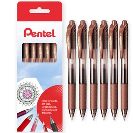 Pentel Energel X BL107 Retractable Gel Rollerball Pen - 0.7mm Tip - Brown Ink - Box of 6