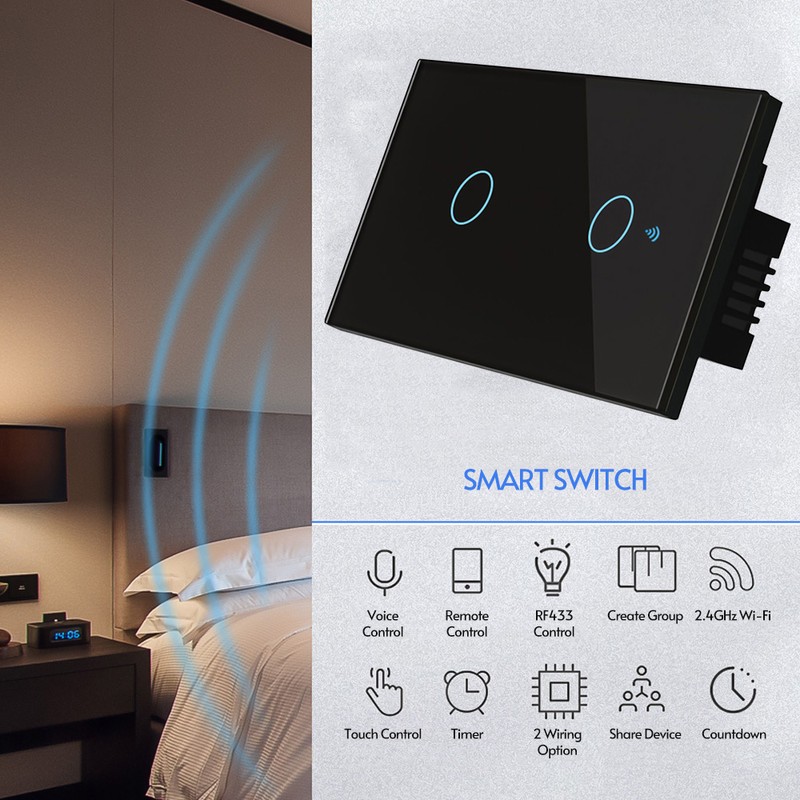 Wi-Fi Smart Switch Light Switch Voice Control, Remote Control, RF433,