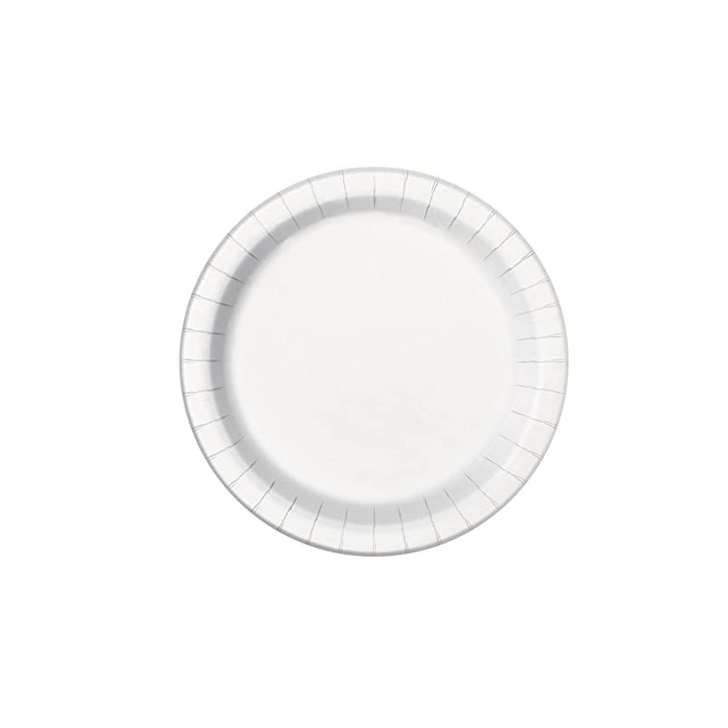 White Round Paper Dinner Plates - 9", 8 Count -