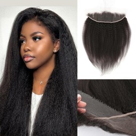 HD Lace Frontal 13 * 4"Ear to Ear Frontal Hair Weaves Pre Plucked Human Hair Full Lace Closure With Baby Hair Natural Color Kinky Straight 16"