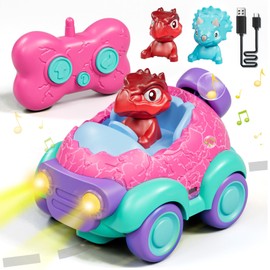 Lehoo Castle Remote Control Car for Toddlers, Toddler Girl Toys 2-3, Dinosaur Toys for Girls Ages 2-4 with Lights & Music, Toys for 2 3 4 Year Old Girls