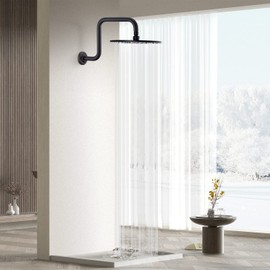 DIKUROOMS 13 Inch Oil Rubbed Bronze Gooseneck Shower Arm, S Shape Shower Head Extender High Riser, Stainless Steel Rain Shower Arm Wall Extension Replacement Pipe and Flange