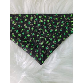 Tiny Clover with Gold Glitter St Patrick's Day Over the Collar Dog Bandana That Slips onto Their Existing Collar Size Extra Large